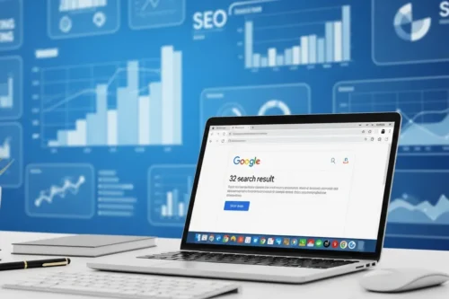 SEOに最適なタイトルの文字数を計測するデジタルルーラーと検索画面