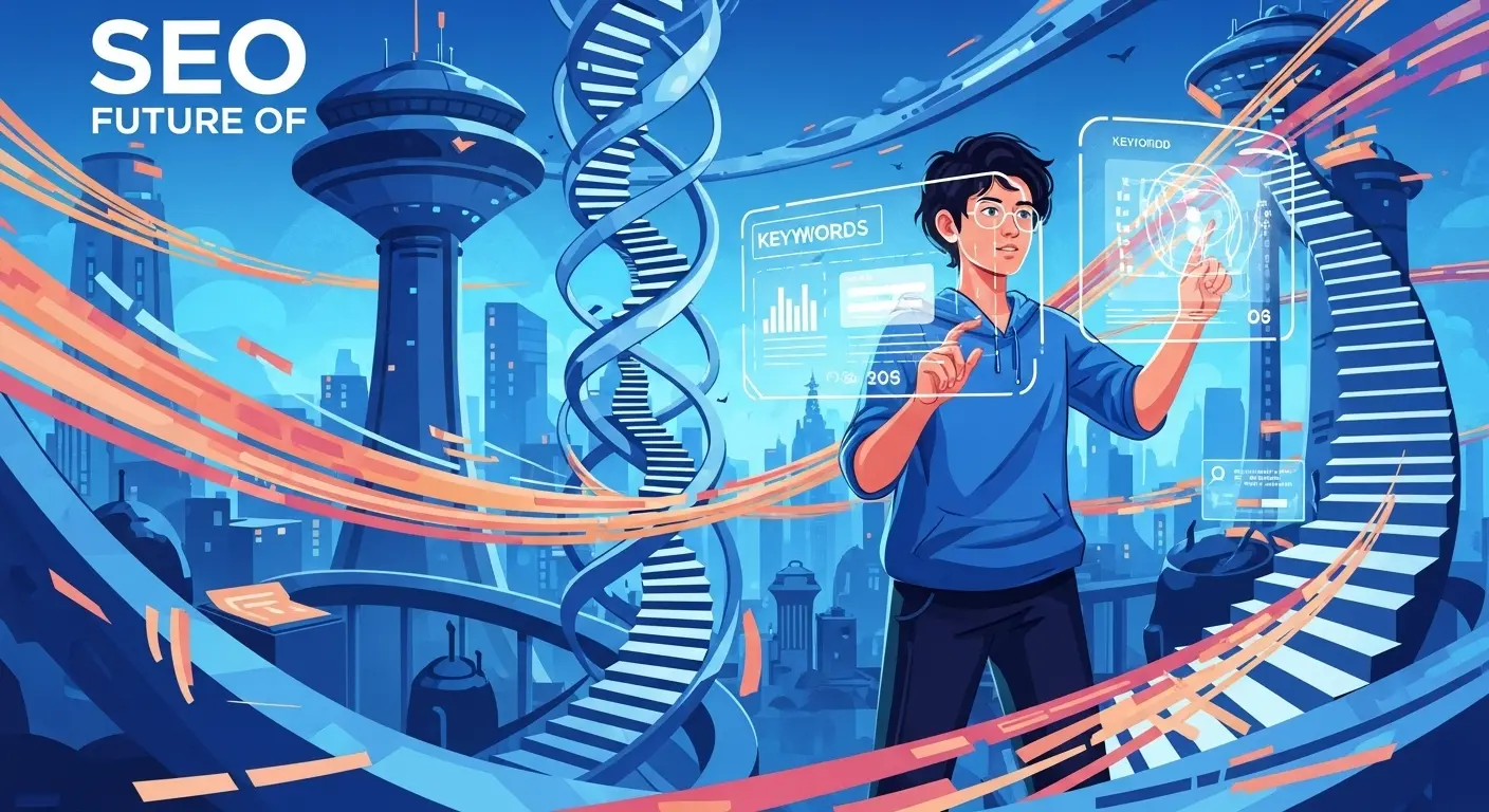 SEOの未来と継続的な学習の重要性を示すイラスト