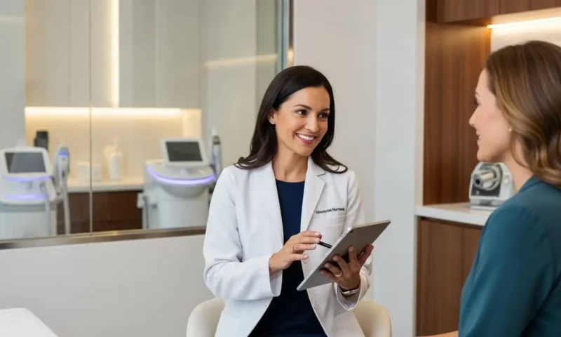 美容皮膚科でカウンセリングを行う医師と患者