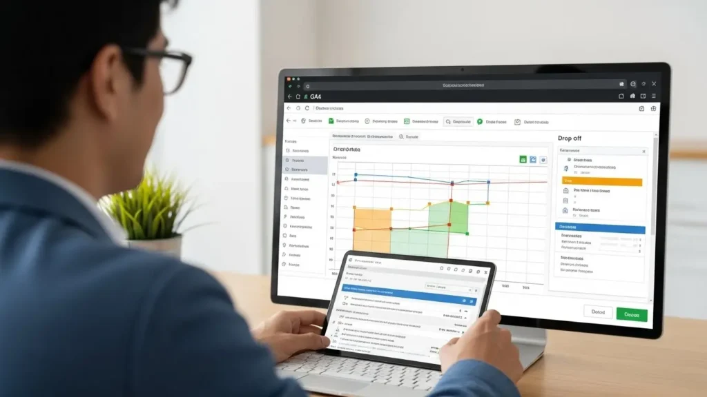 離脱ポイントを特定するGA4の漏斗分析画面