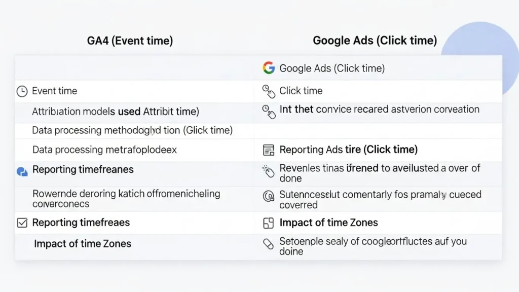GA4とGoogle広告の計測ロジックの比較表