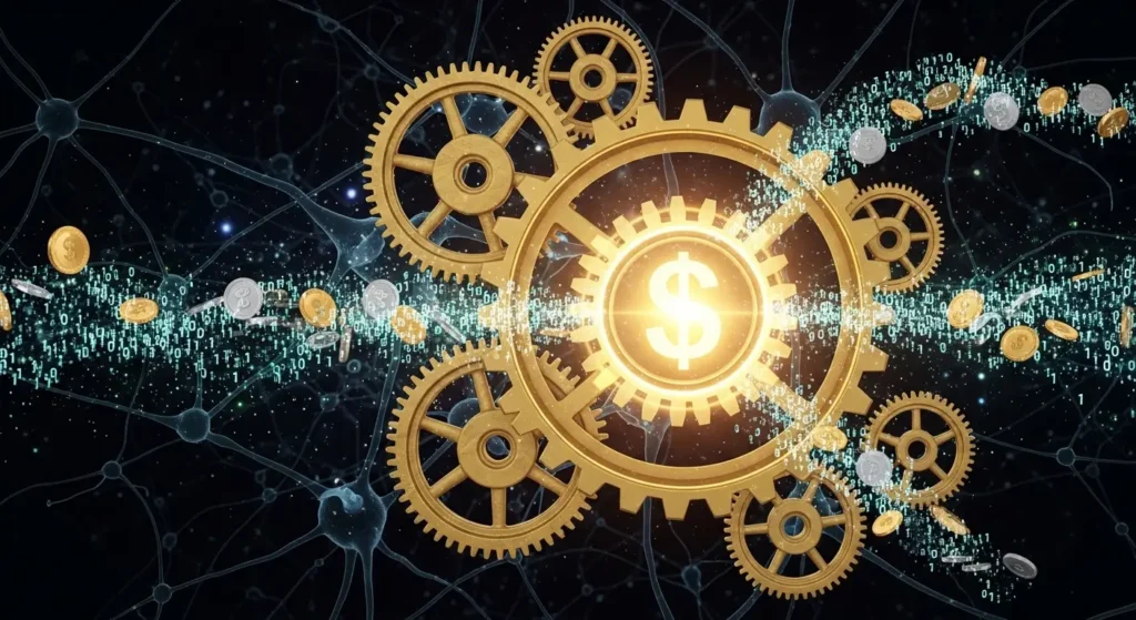 AIO広告の費用対効果（ROI）と効果測定を象徴するイメージ