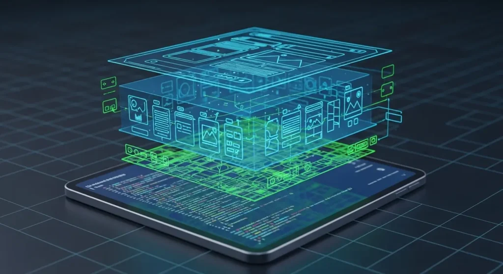 AIO対策の具体的な手順を建築の設計図のように表現した図