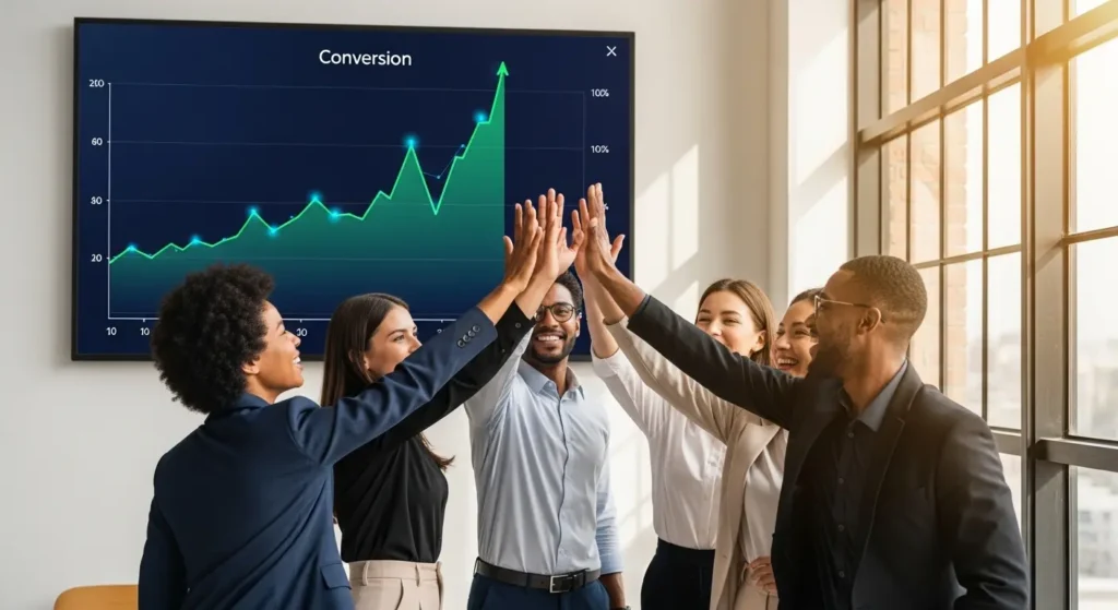 AIO対策の成功によりKPIを達成したビジネスチーム