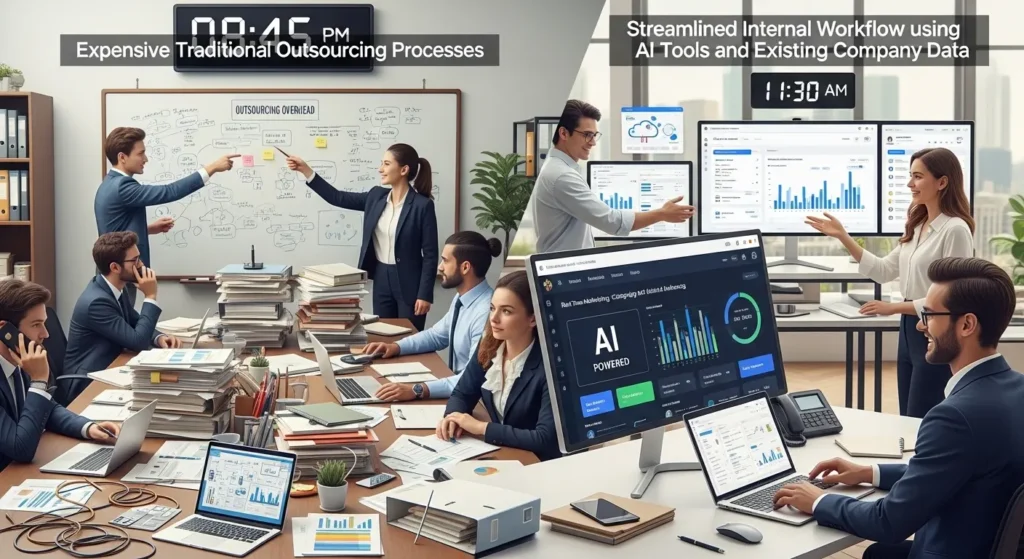 コストを抑えて安くAIO対策を実行するための内製化フローのイメージ