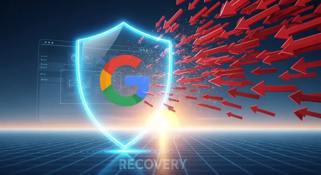 Googleコアアップデートからの回復と対策を示すイメージ図