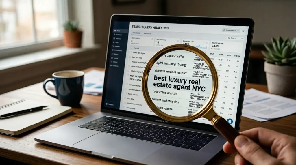 高価値なキーワードを特定するリサーチと分析のイメージ