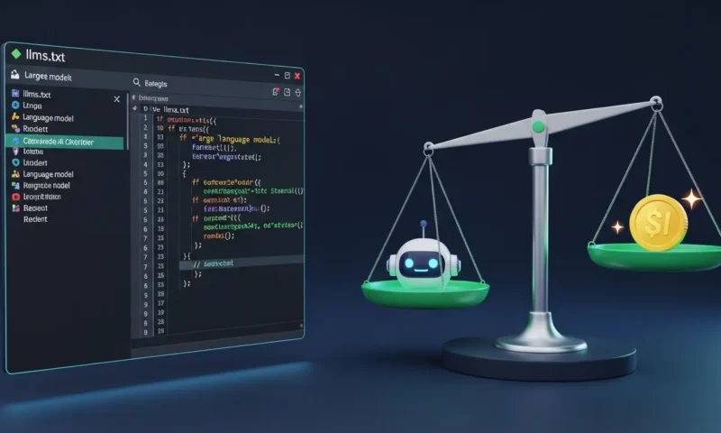 llms.txtの書き方とAIO対策の費用対効果をイメージした図