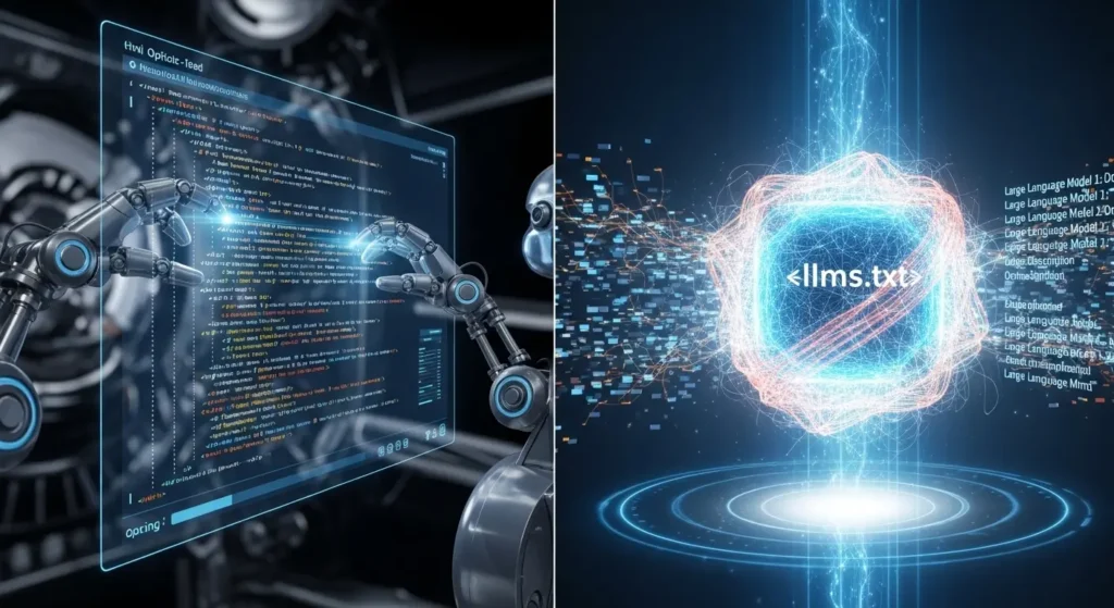 llms.txtがAIの理解を高速化させるロジックの図