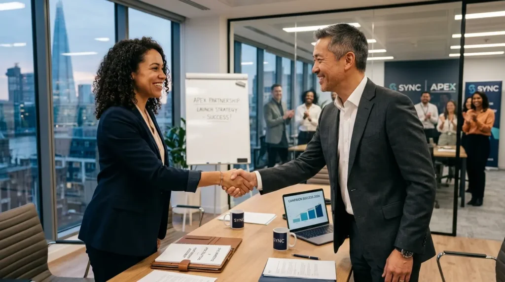 成功を誓い合うマーケティングパートナーシップの握手
