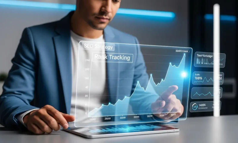 検索順位が上がらない原因を分析するデジタルマーケターのイメージ