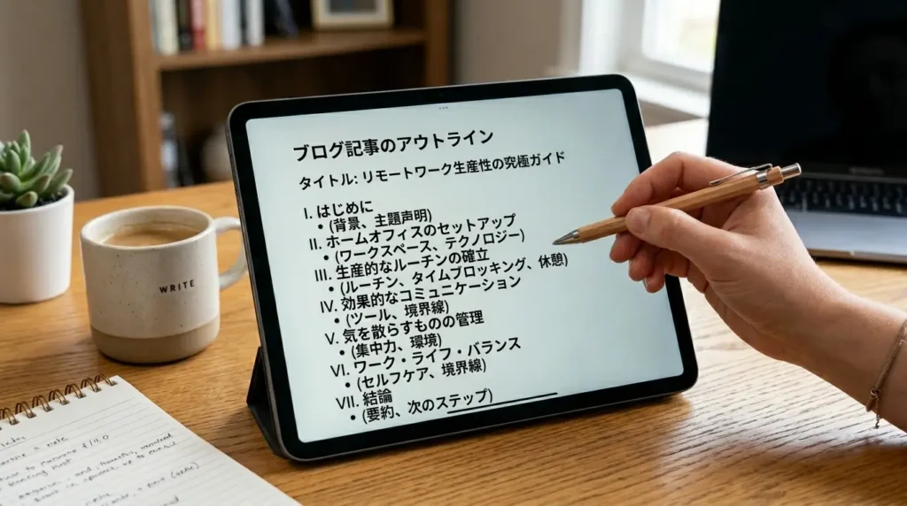 SEO効果を高めるための論理的な記事構成案のイメージ