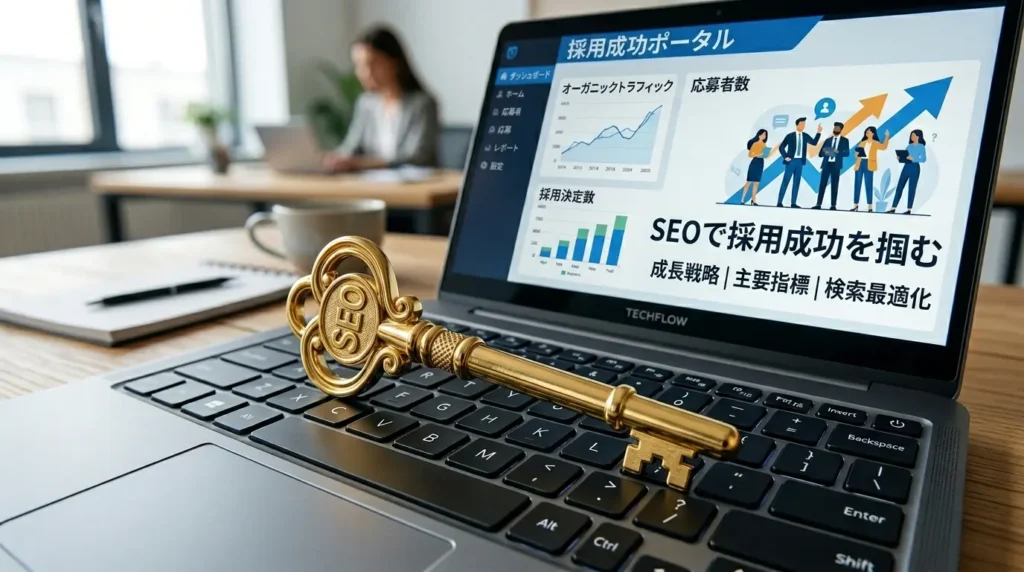 採用成功の鍵としてのSEO対策を象徴する図