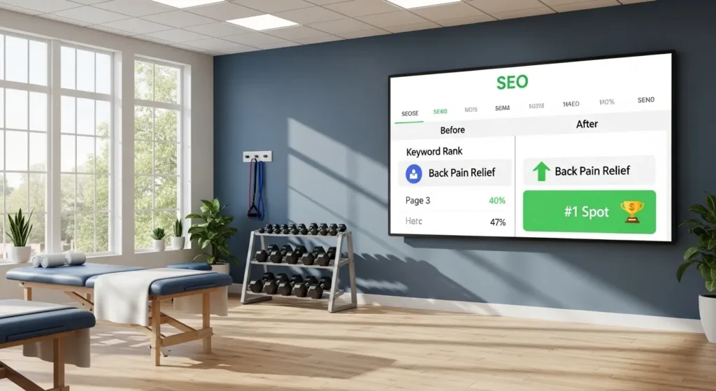 整体院のSEO成功事例を示すビフォーアフターのレポート