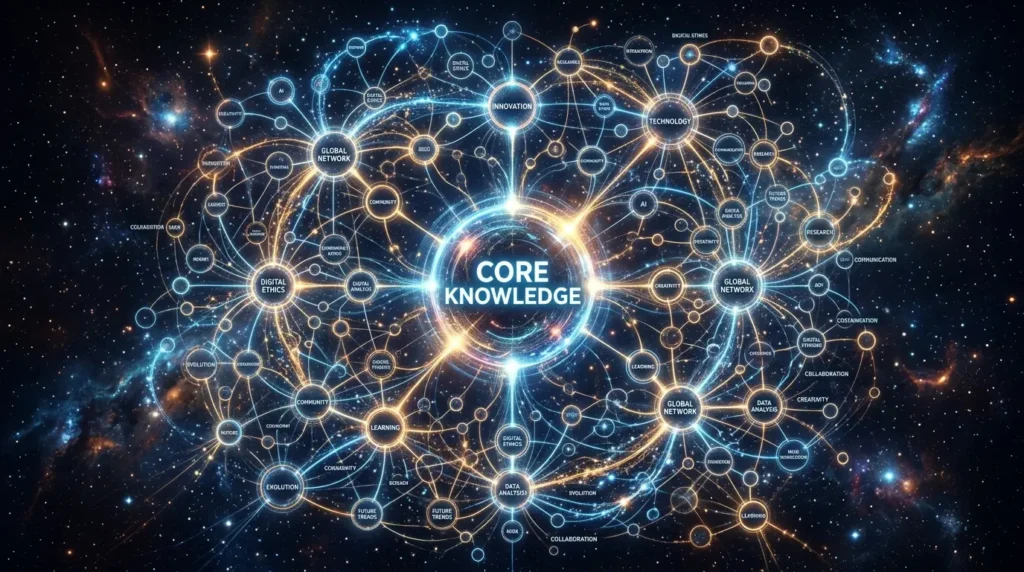 トピッククラスターと内部リンクの構造を示す図