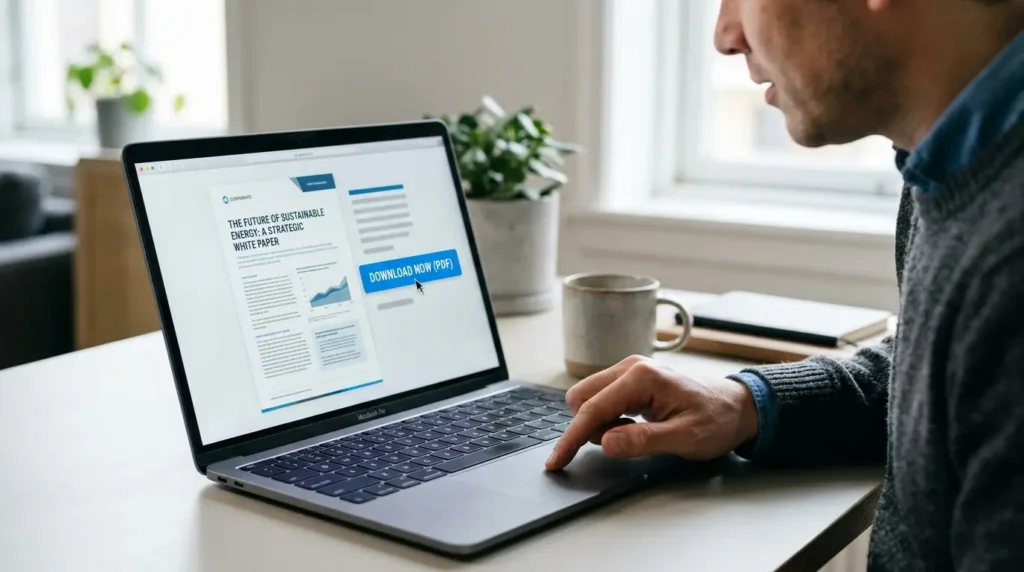 ホワイトペーパーをダウンロードする見込み顧客のイメージ