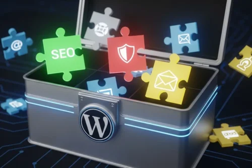 WordPressのプラグイン機能をパズルピースで表現したイメージ