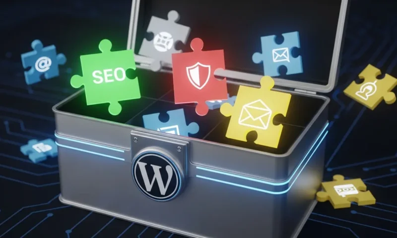 WordPressのプラグイン機能をパズルピースで表現したイメージ