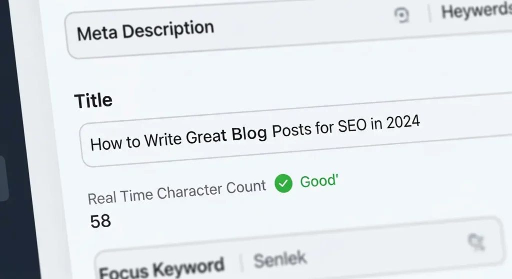 WordPressのSEOプラグインでタイトルを入力する様子