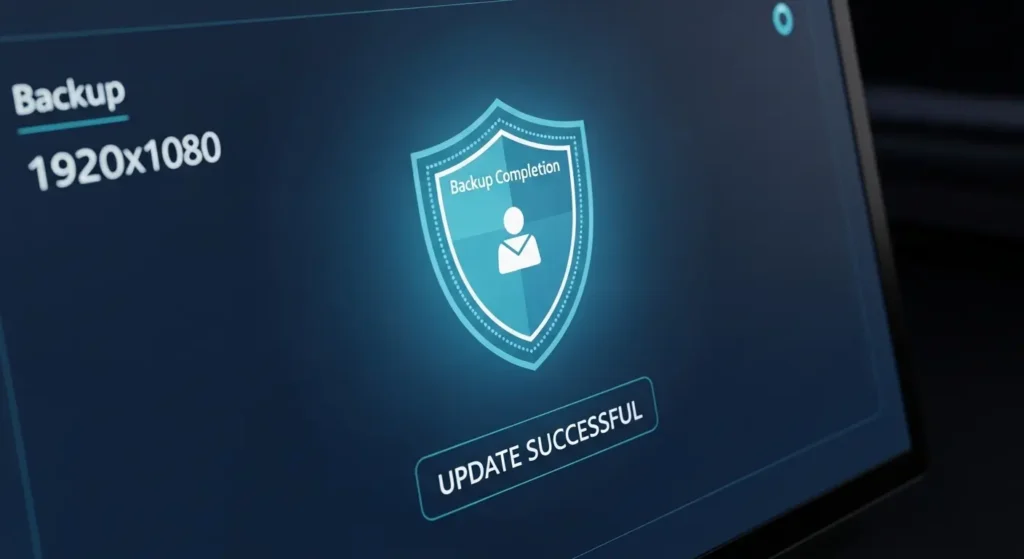 バックアップ完了後にプラグインを更新する安心感のイメージ